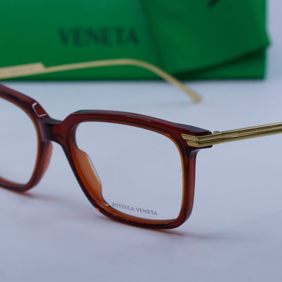 Bottega Veneta BV1009O 004 Square Eyeglasses – Burgundy/Gold 54mm - Picture 5 of 11